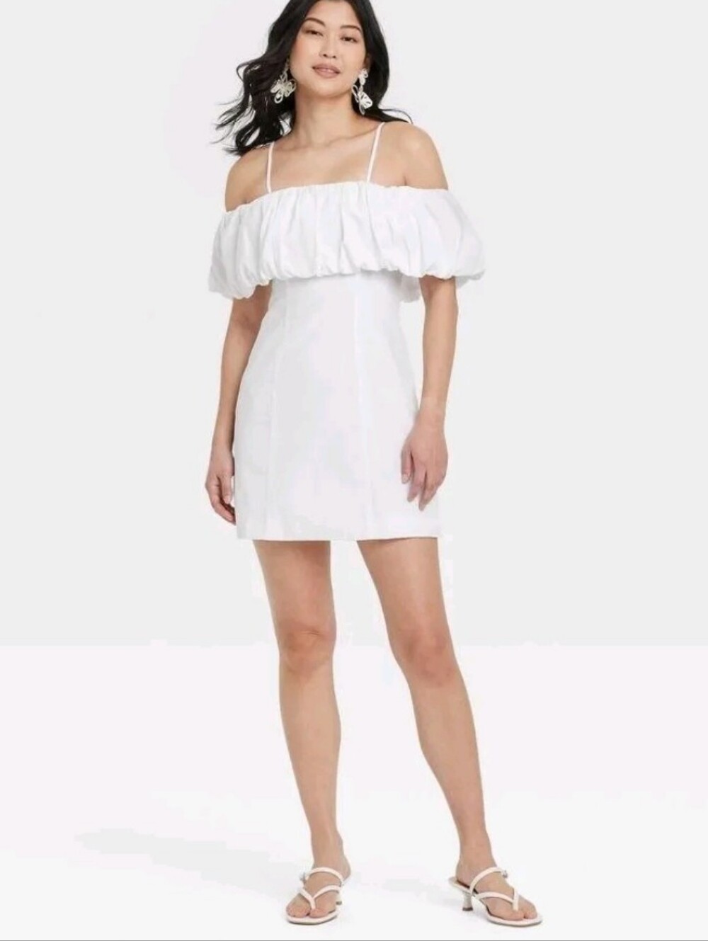 A New Day White Off-the-Shoulder Ruffle Mini Dress Size 14 NWT